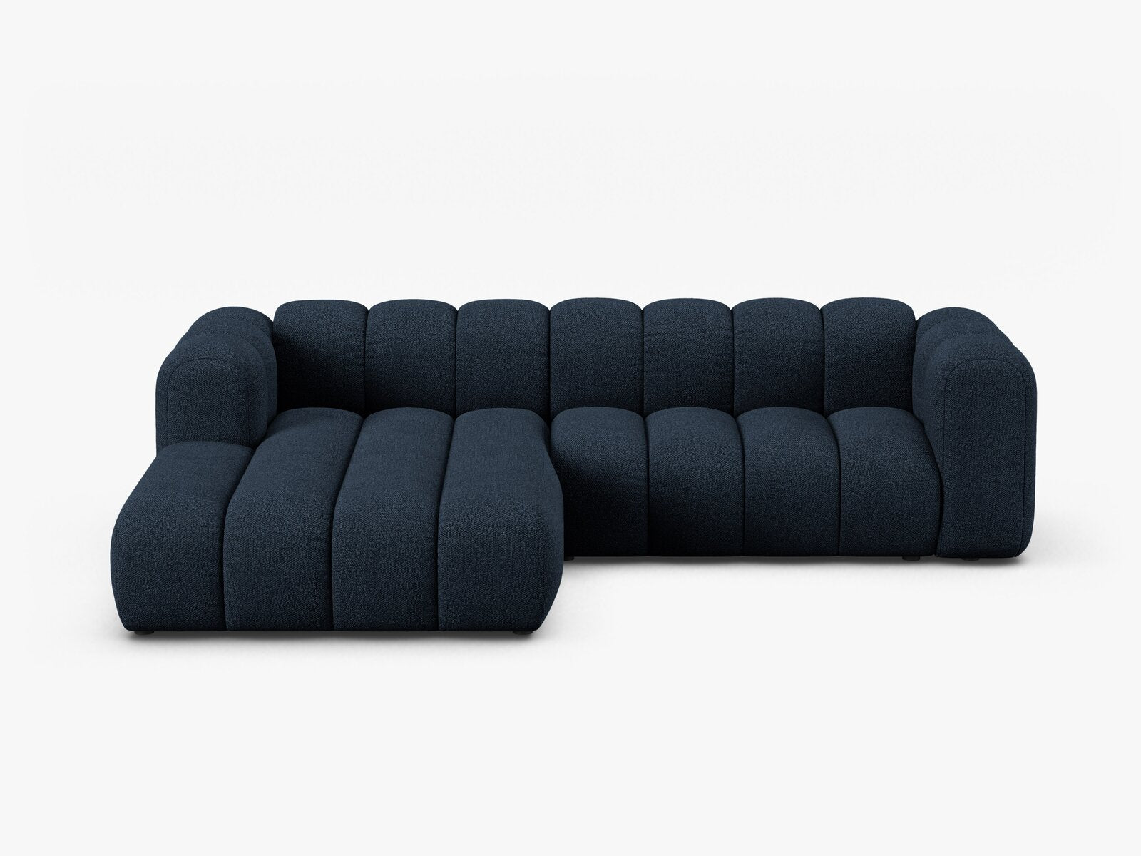 Micadoni Modulares Ecksofa Lupine 4-Sitzer mittelgroß Links Boucle Baloo Dunkelblau