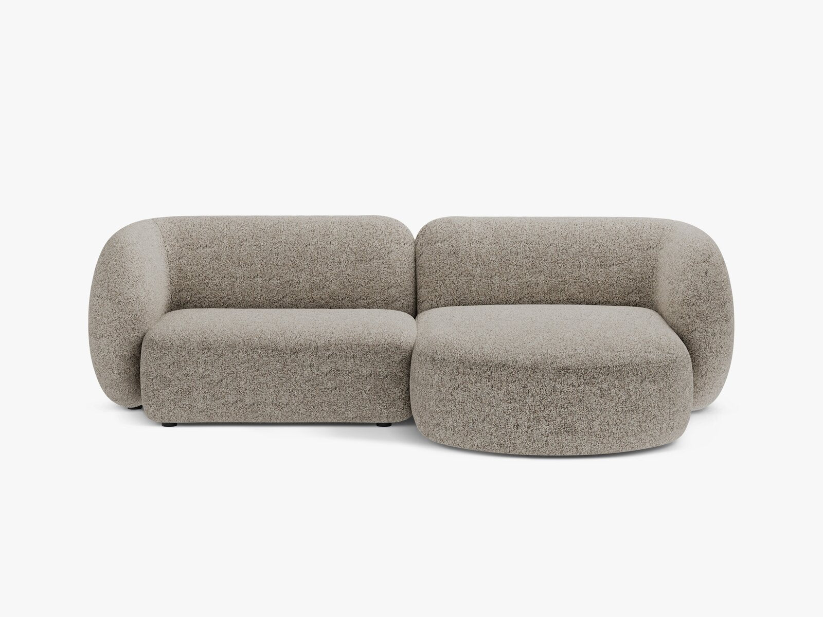 Micadoni Ecksofa Kate 2-Sitzer Rechts Strukturierter Stoff Puente Beige Melange