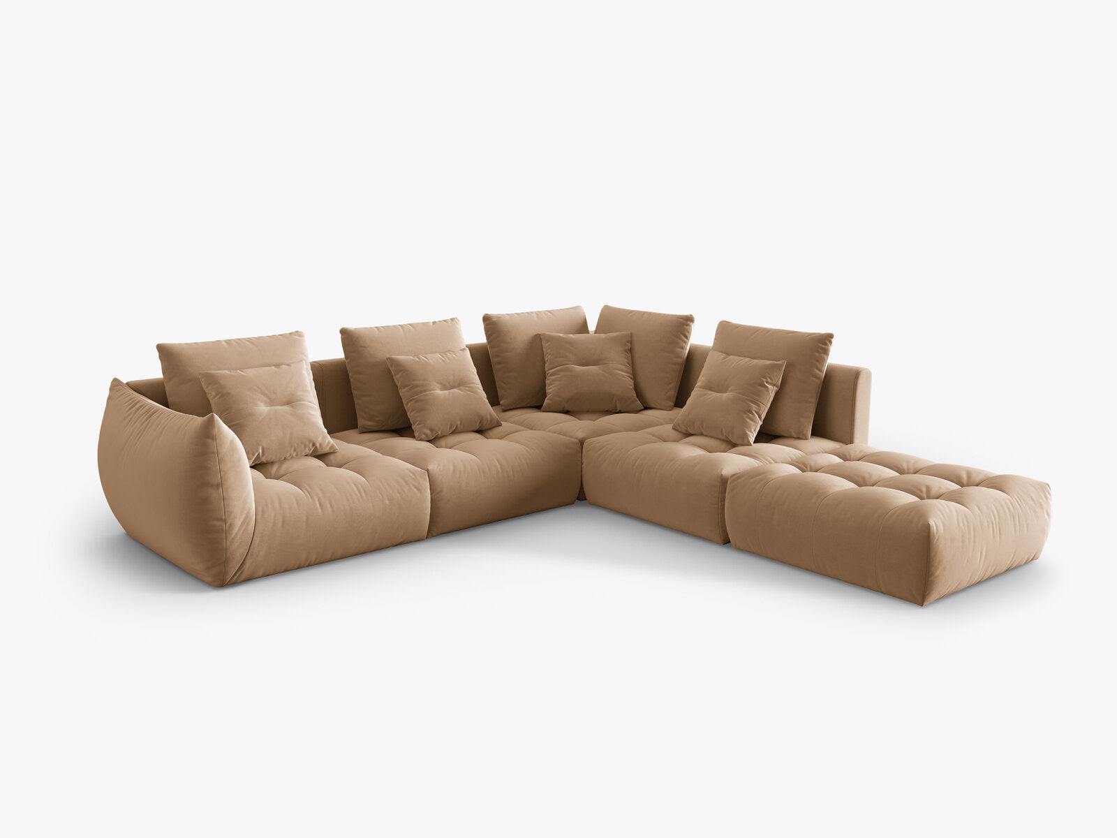 Micadoni Ecksofa Bloom 5-Sitzer Rechts Samt Sand