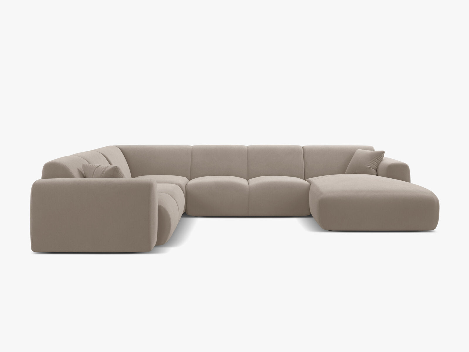 Micadoni Molino Panoramasofa 6-Sitzer Links Samt Casino Helles Beige