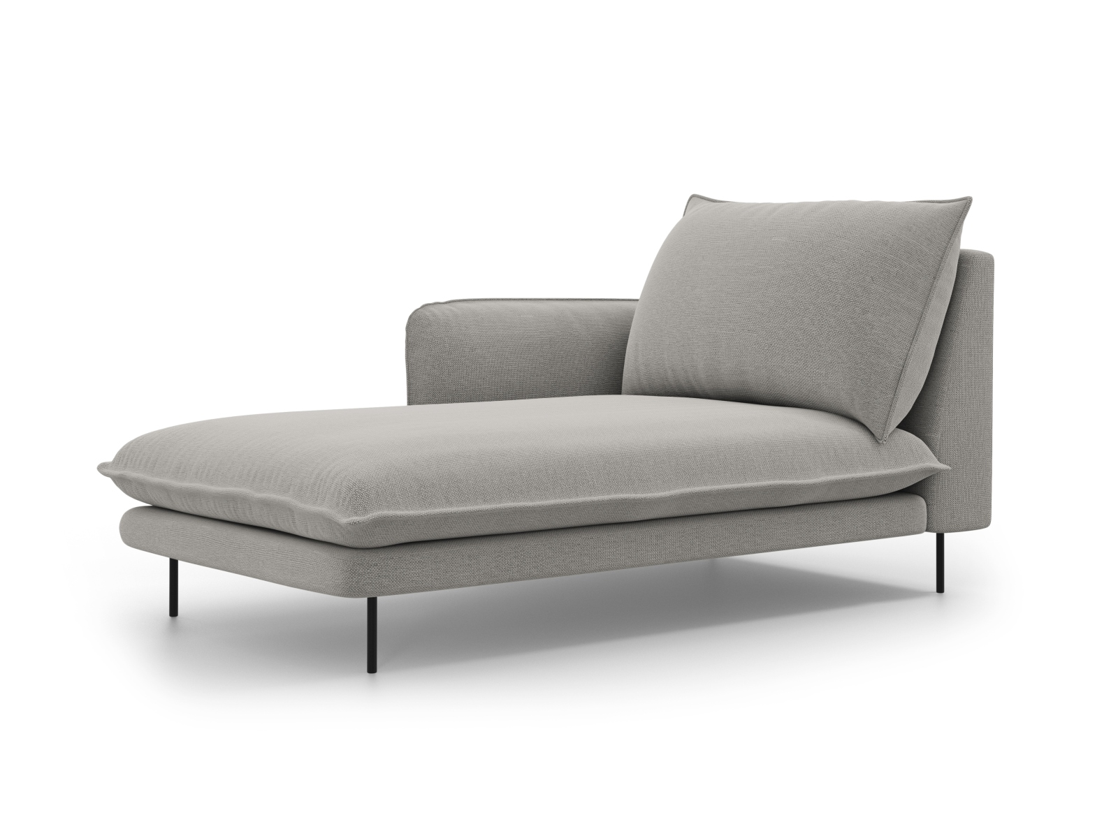 Cosmopolitan Design Chaiselongue Vienna Strukturierter Stoff Asgard/Positano Hellgrau Links Beine Schwarzes Metall