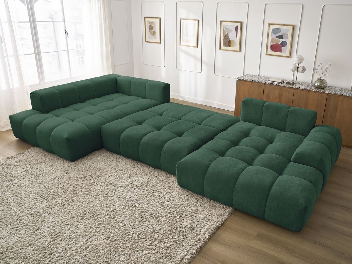 Bobochic Everest Wohnlandschaft, 6 Kissen Strukturstoff Grün Ecke rechts