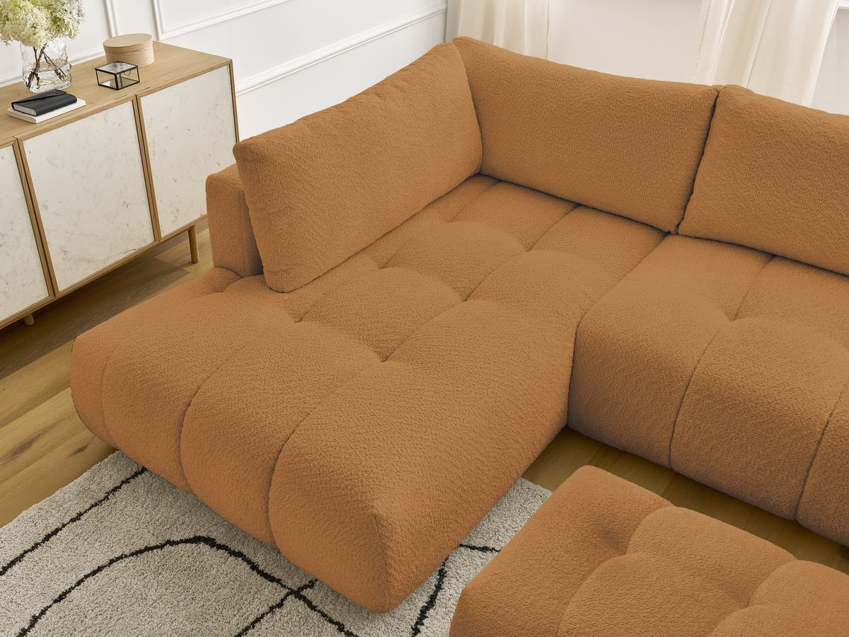 Bobochic Fuji Wohnlandschaft mit Pouf Bouclé-Stoff Gelb Ecke rechts