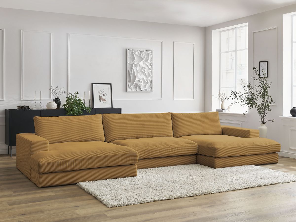 Bobochic Leonard Wohnlandschaft 404 × 159 cm Cordsamt Gelb