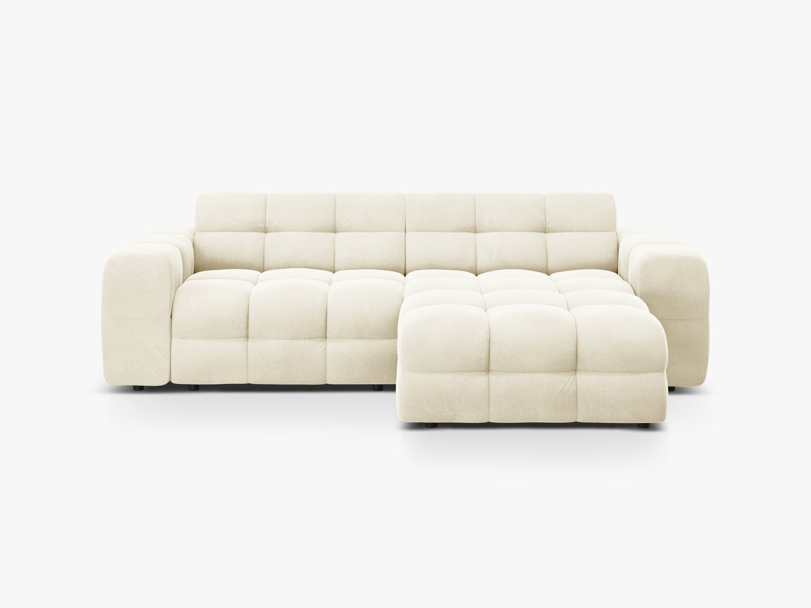 Micadoni Ecksofa Kendal 4-Sitzer Rechts Samt Elfenbein