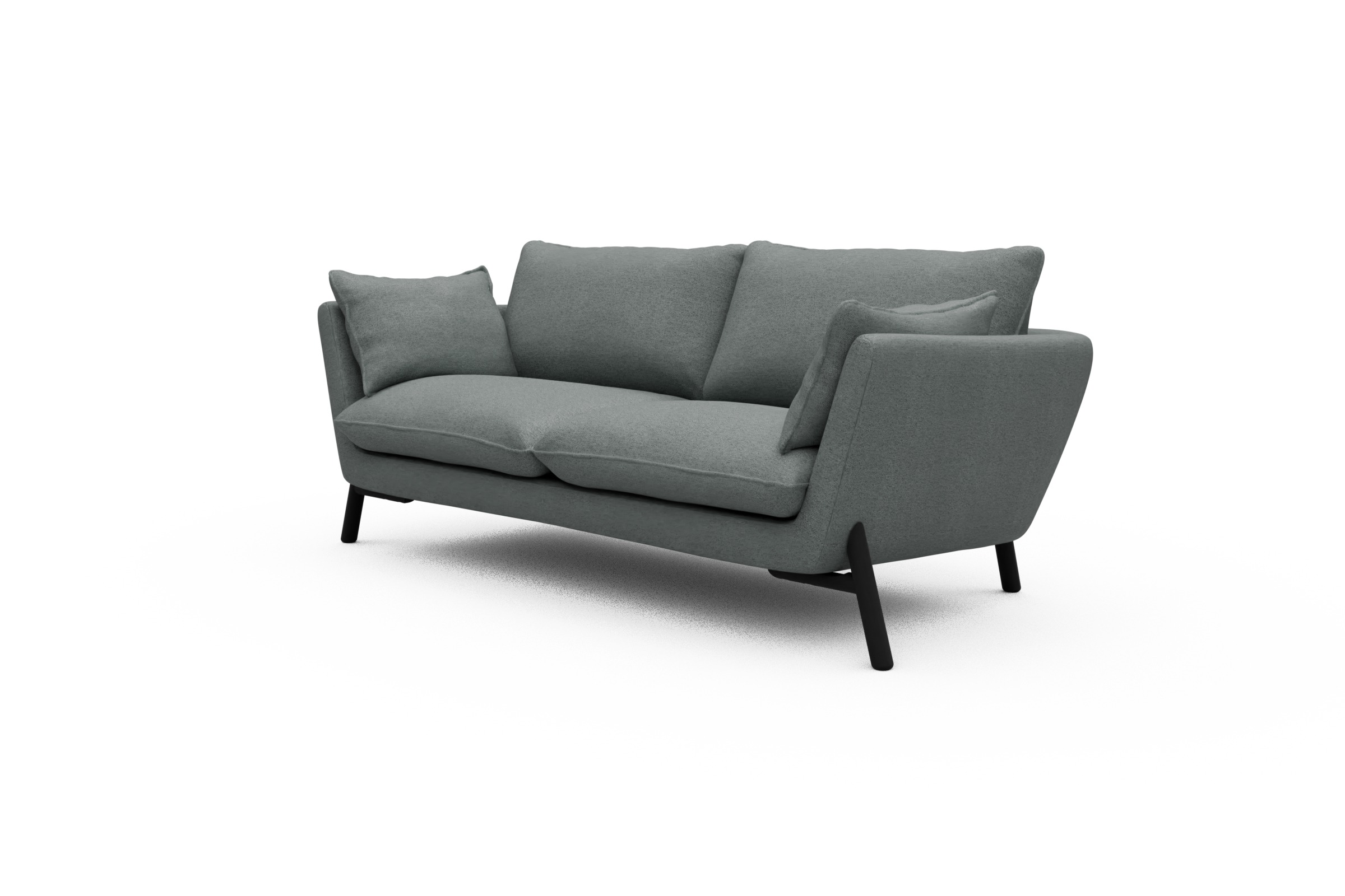 Sofa Emil 2-Sitzer Beinfarbe Eiche Schwarz Denari-Soft-Grey