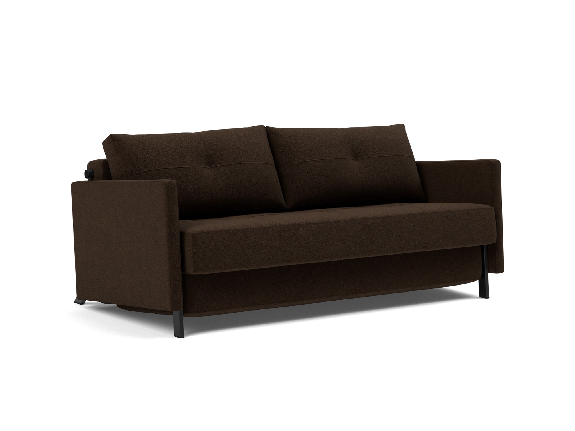 Schlafsofa Cubed mit Armlehnen 160 Strukturierter Stoff Taura 358-Chocco