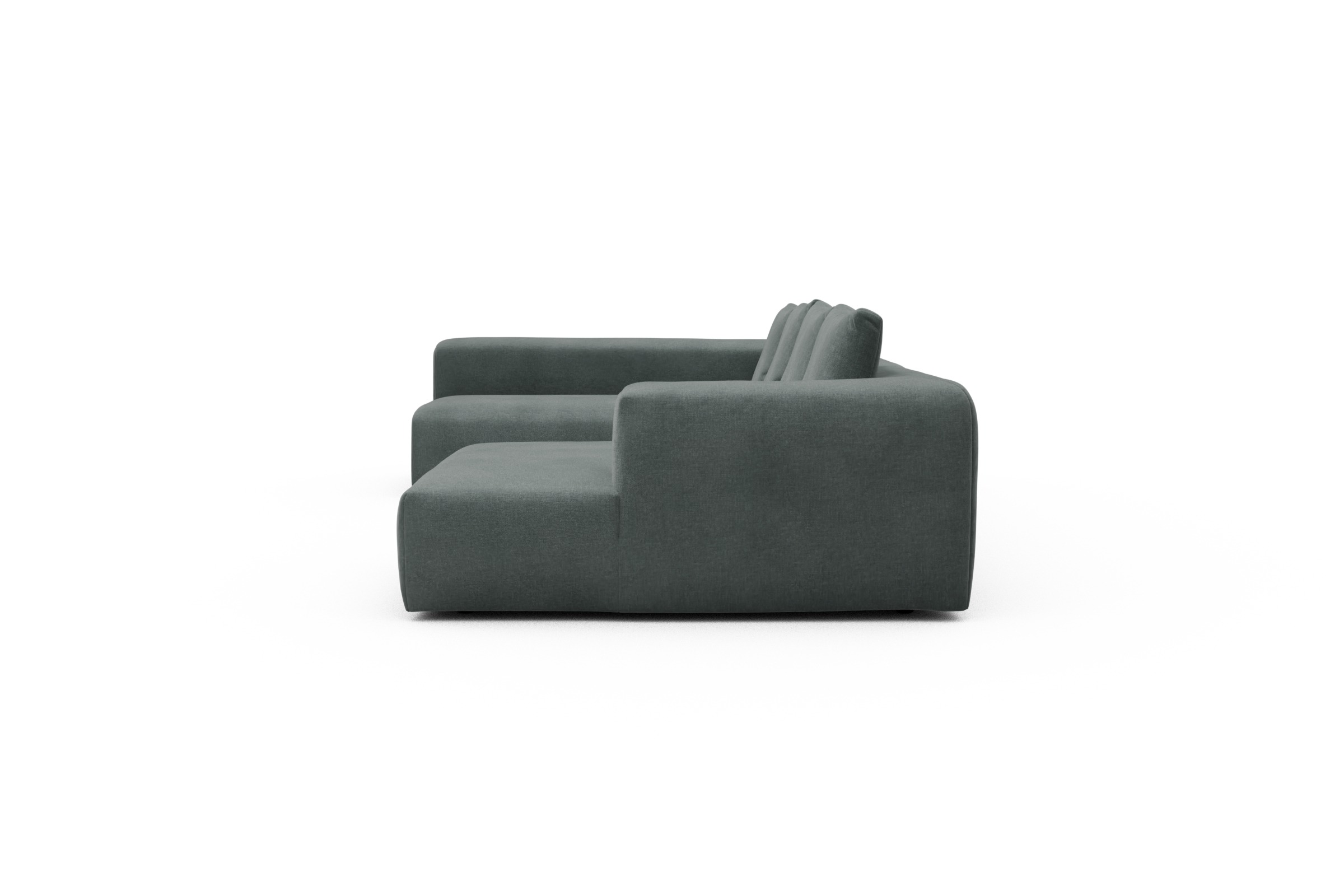 Wohnlandschaft Fred Chaiselongue rechts mit 2-Sitzer und lange Armlehne links Smooth-Silver-Grey