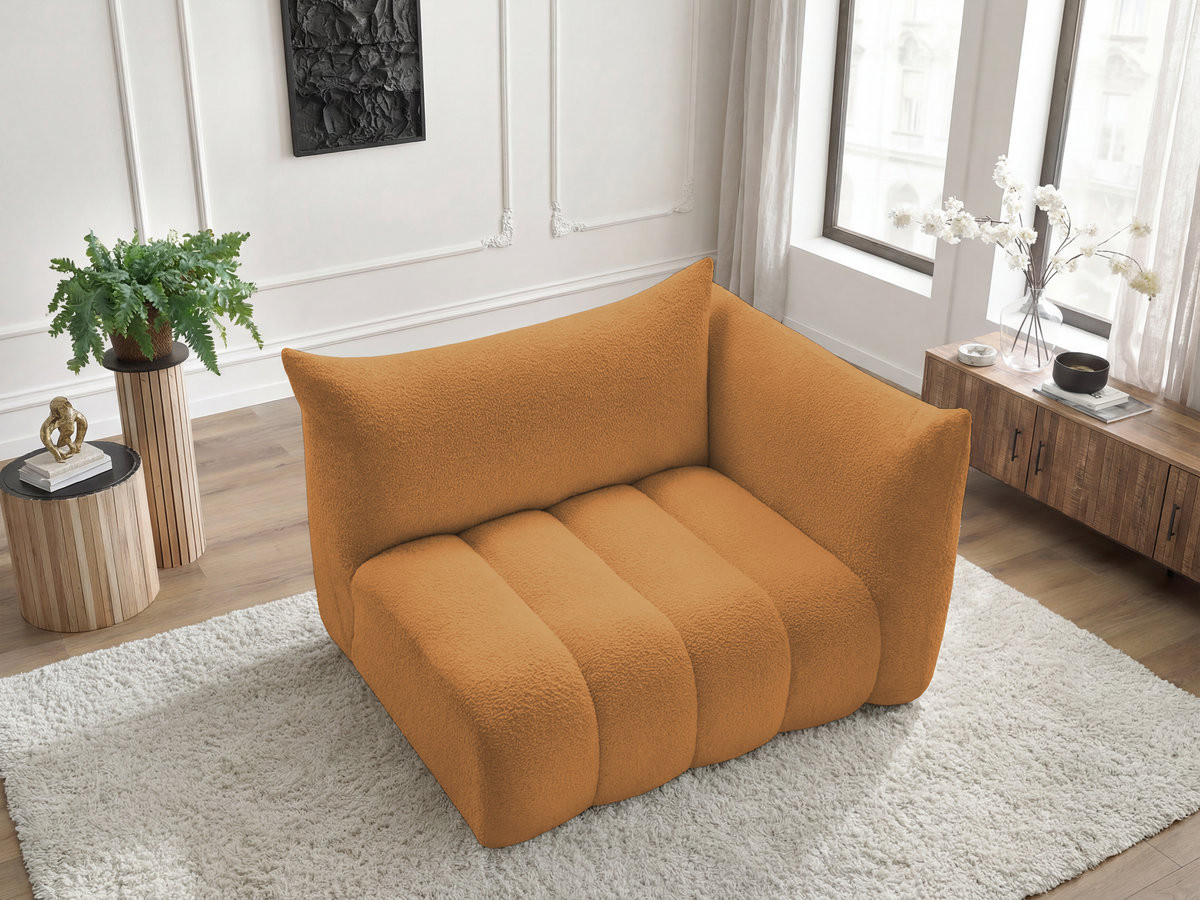Bobochic Azra Sofamodul 2-Sitzer 143 × 112 cm Bouclé-Stoff Gelb Ecke rechts