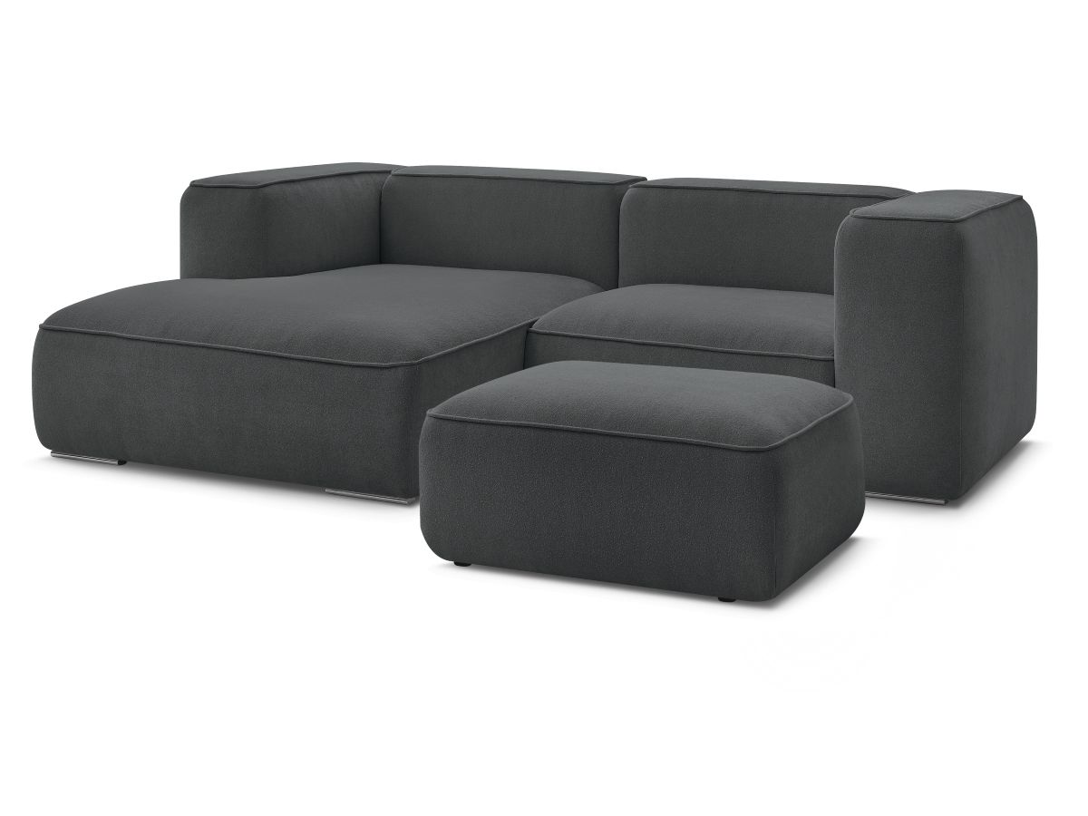 Bobochic Zephyr Ecksofa mit Pouf 260 × 165 cm Strukturstoff Dunkelgrau Ecke links