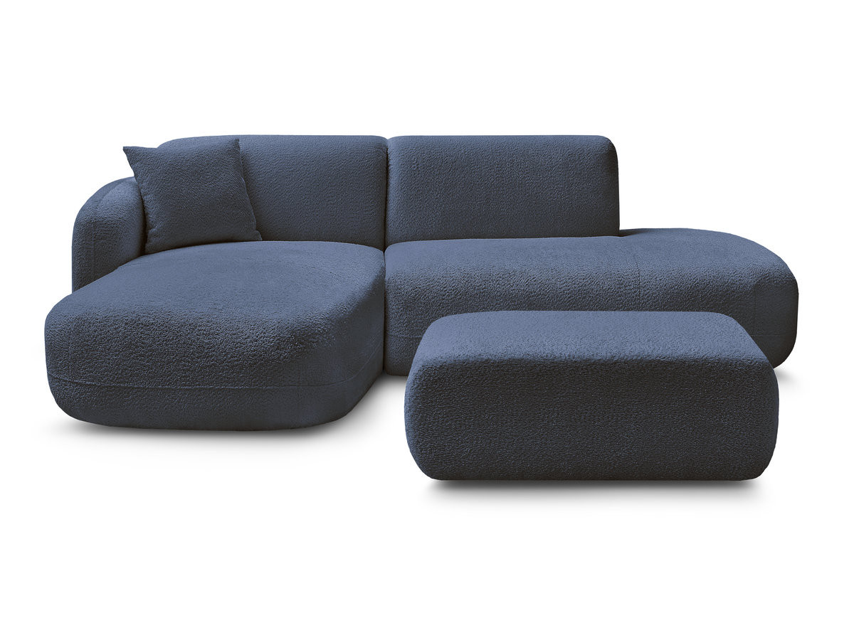 Bobochic Anda Ecksofa mit Pouf 241 × 163 cm Chenille Dunkelblau Ecke links