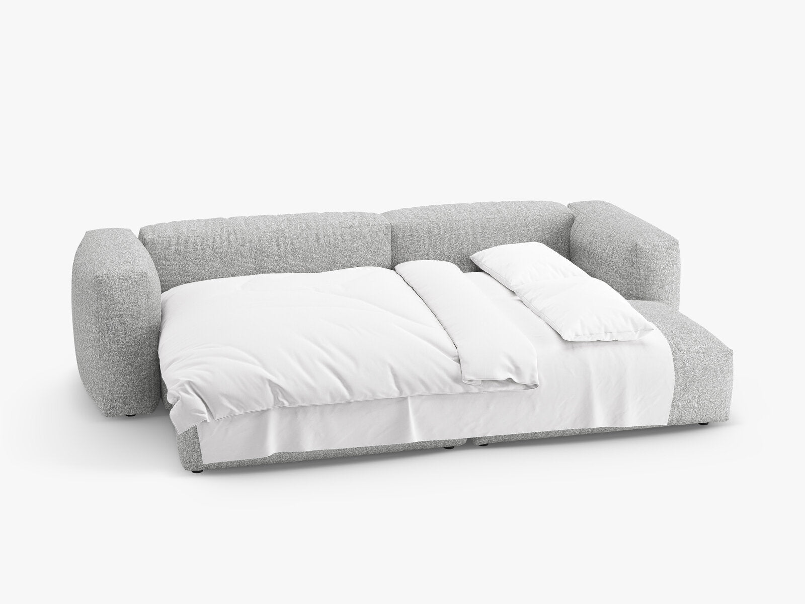 Micadoni Martina Ecksofa 4-Sitzer mit Schlaffunktion Rechts Boucle Monet Silber