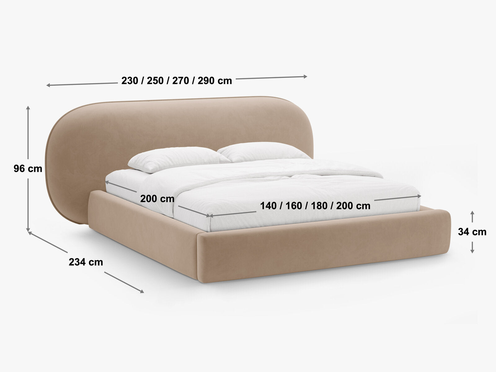 Micadoni Stauraumbett mit Kopfteil Ovalo Samt Magic Velvet Senf 140x200