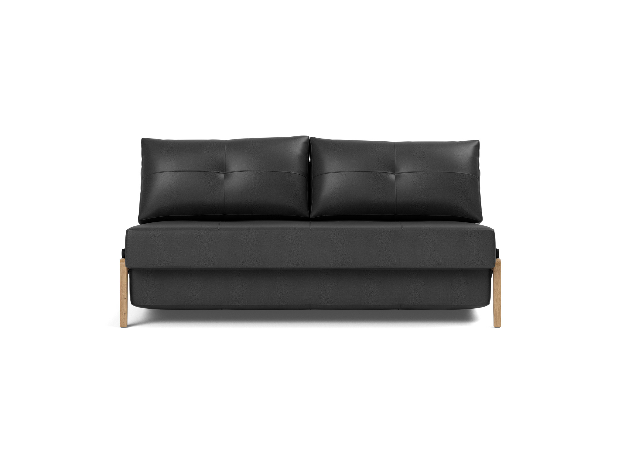 Schlafsofa Cubed 160 Lederoptik Faunal 550-Black Beine Eiche