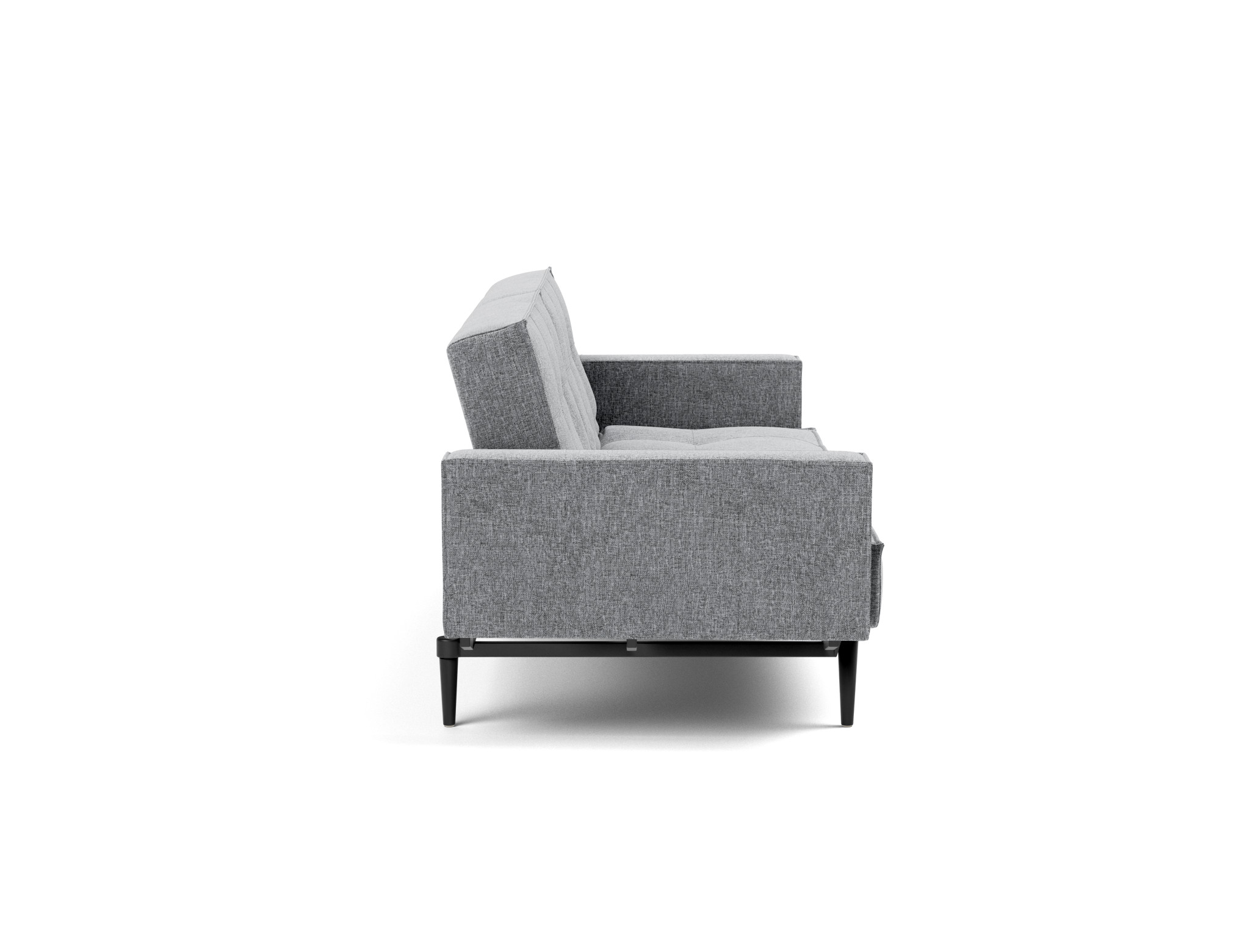 Schlafsofa Splitback mit Armlehnen Strukturierter Stoff Twist 565-Granite Beine Styletto Eiche schwarz