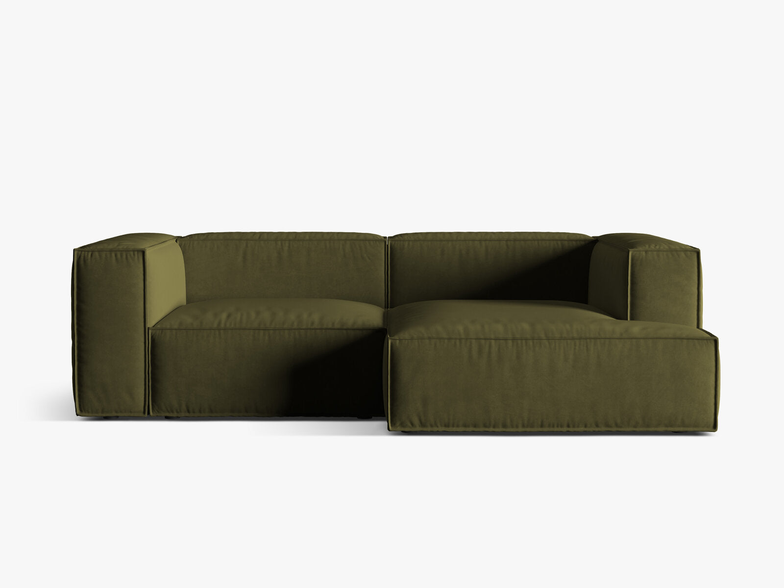 Micadoni Ecksofa Nuria 3-Sitzer Rechts Samt Moßgrün Melange