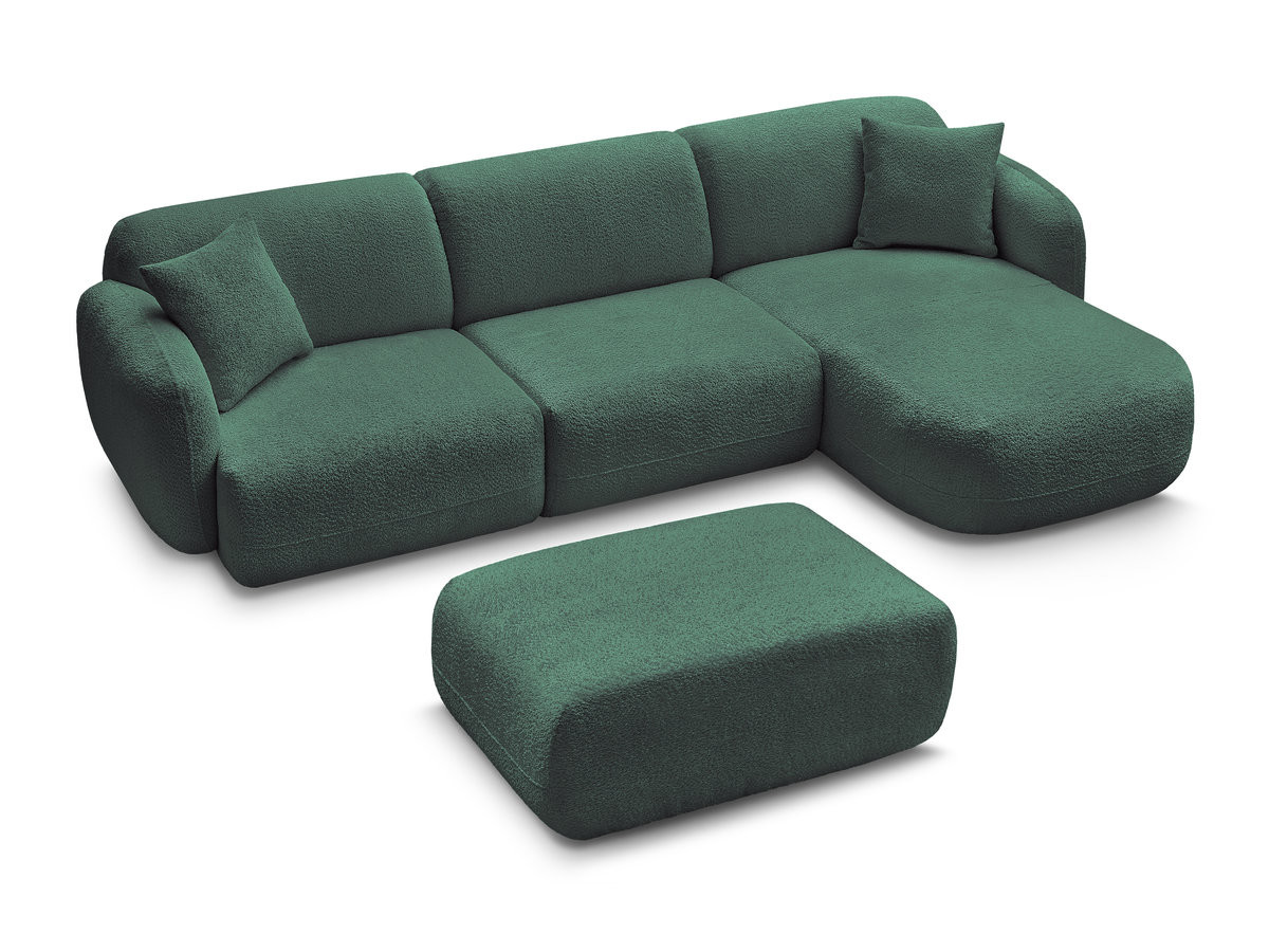 Bobochic Anda Ecksofa mit Pouf 292 × 163 cm Chenille Dunkelgrün Ecke rechts