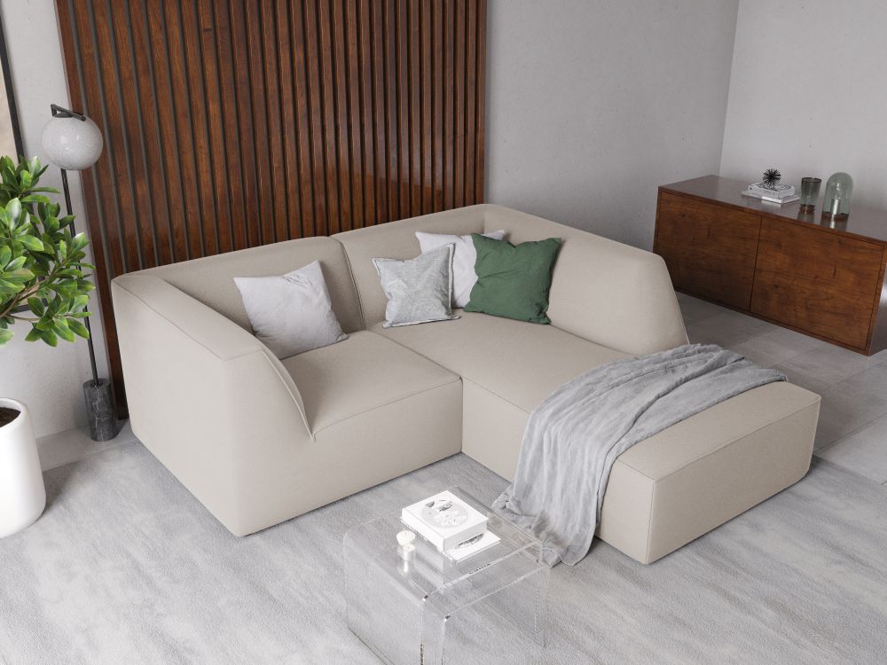 Cosmopolitan Design Ecksofa Siena 3-Sitzer Samt Salvador Beige Rechts