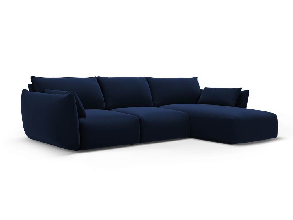 Cosmopolitan Design Ecksofa Matera 5-Sitzer Samt Salvador Königsblau Rechts