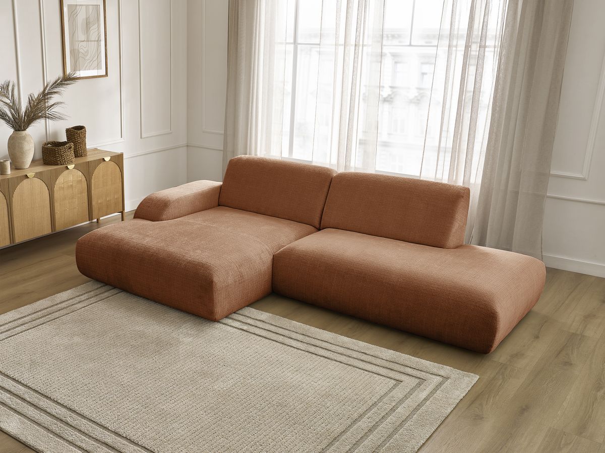 Bobochic Sirius Ecksofa 300 × 170 cm Strukturstoff Orange Ecke links
