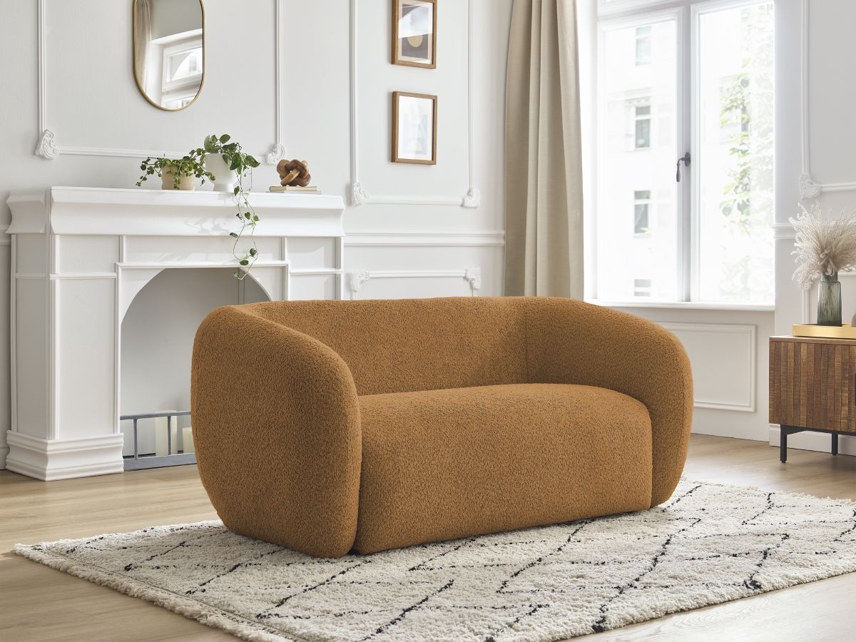 Bobochic Celine Sofa 2-Sitzer Bouclé-Stoff Gelb
