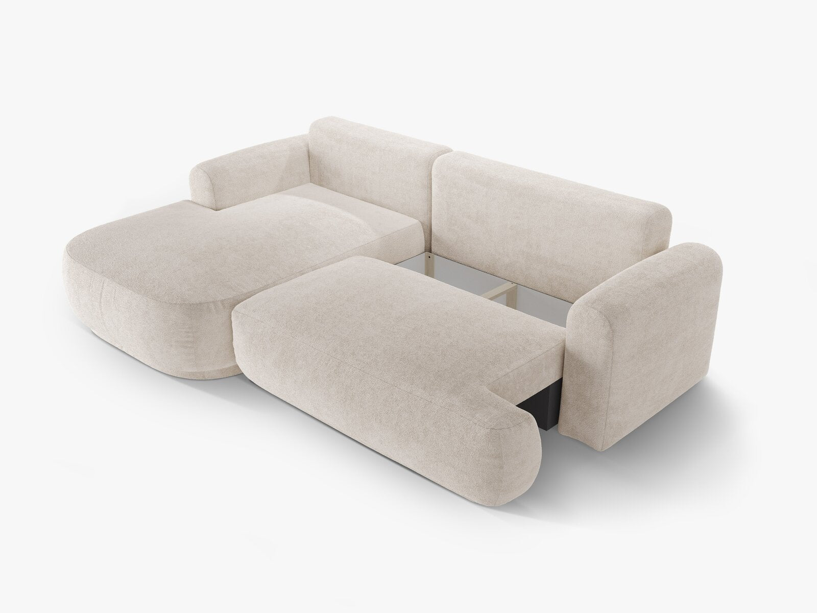 Micadoni Ella Ecksofa mit Bettfunktion und Stauraum Links Boucle CORAL Helles Beige