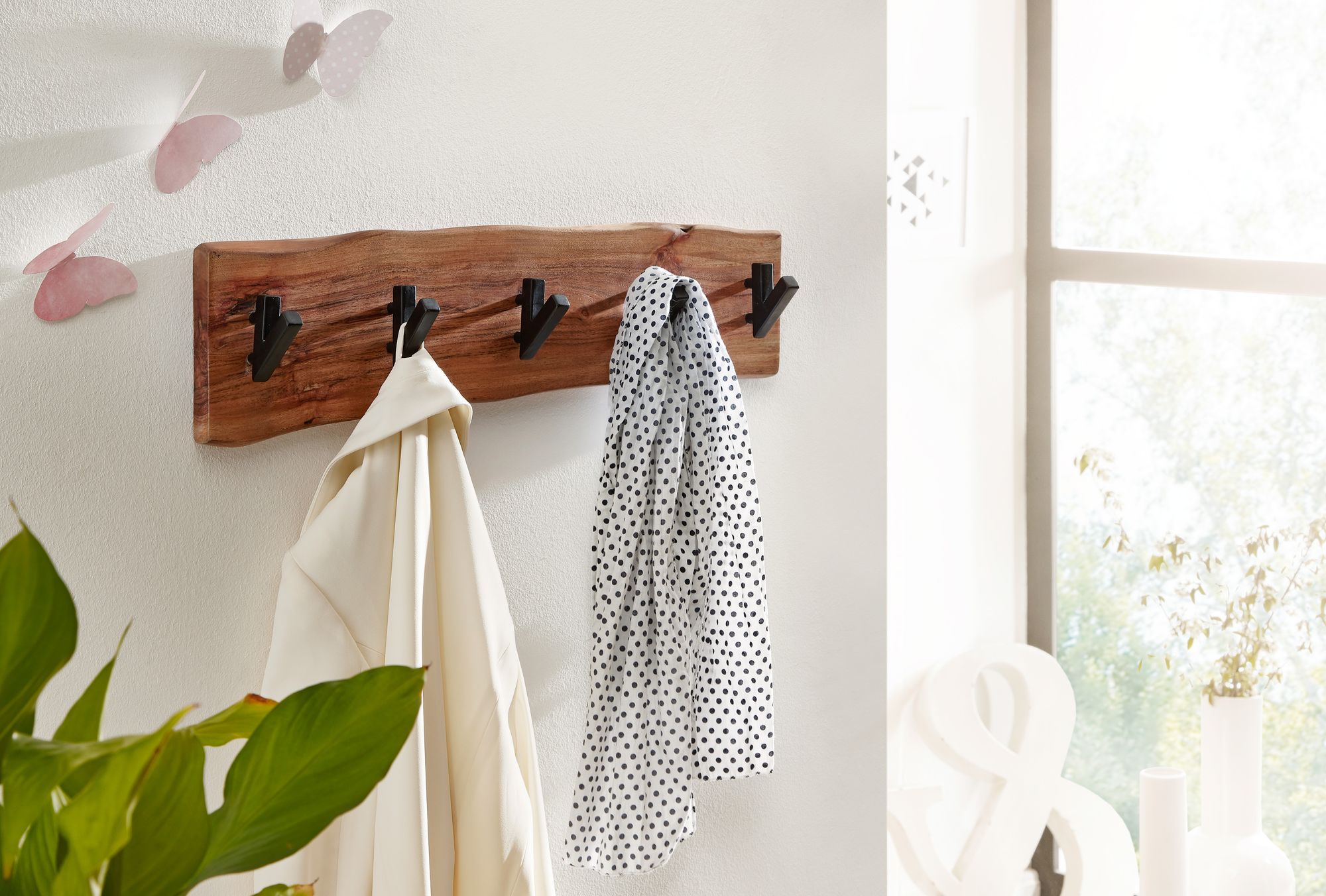 Wandgarderobe Runde Akazie Massivholz Braun 60 × 9 × 17 cm