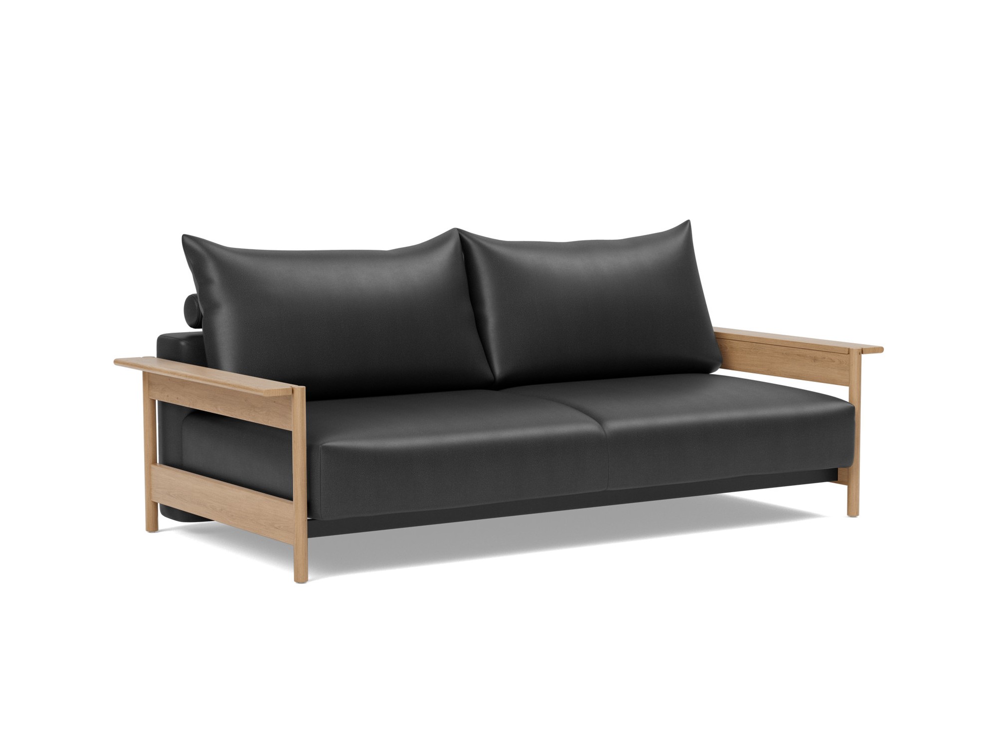 Schlafsofa Malloy Wood Lederoptik Faunal 550-Black