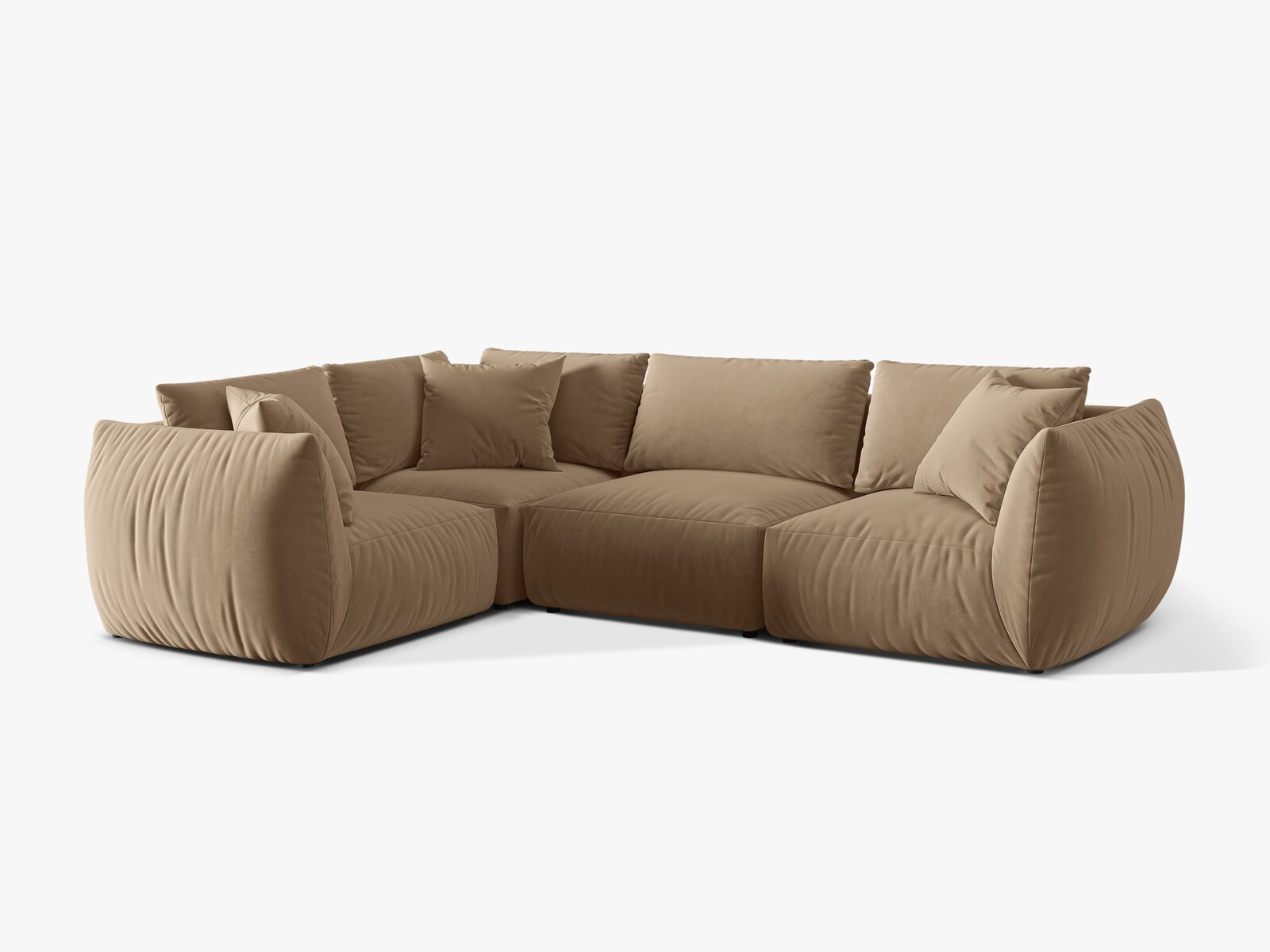 Micadoni Ecksofa Chris 4-Sitzer Links Samt Sand
