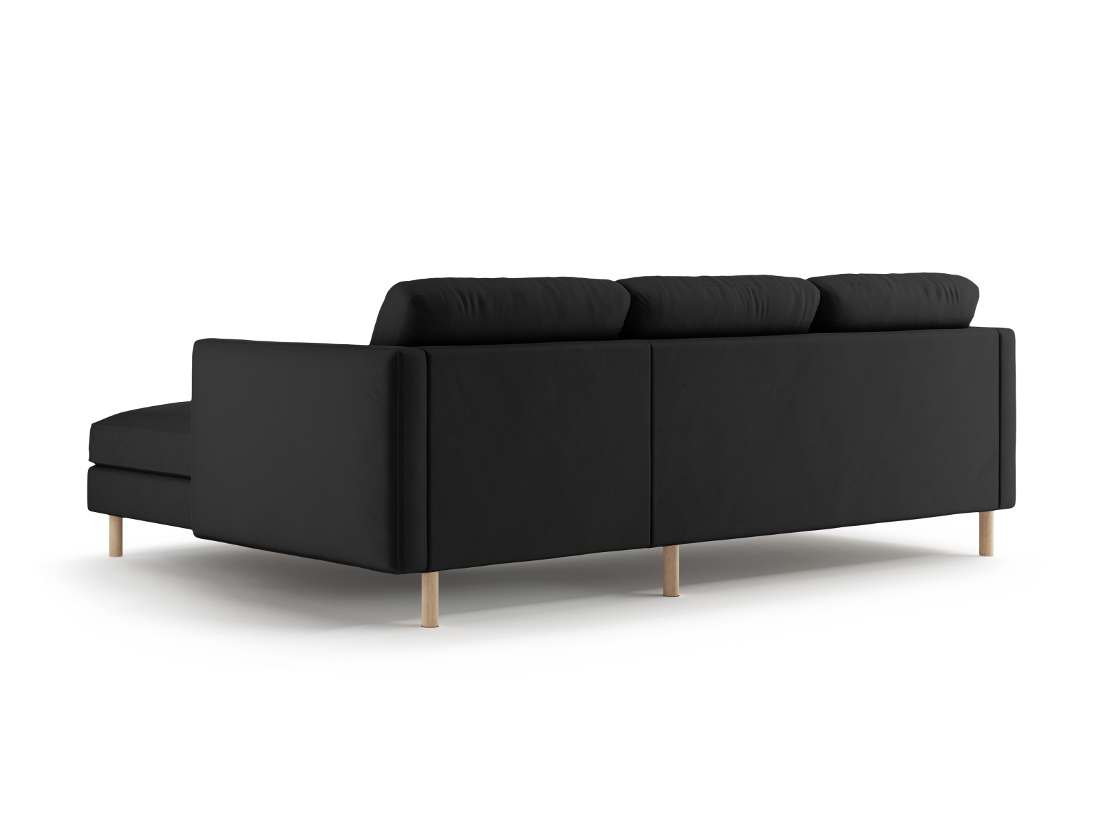 Micadoni Ecksofa Eden Groß 3-Sitzer Rechts Samt Schwarz