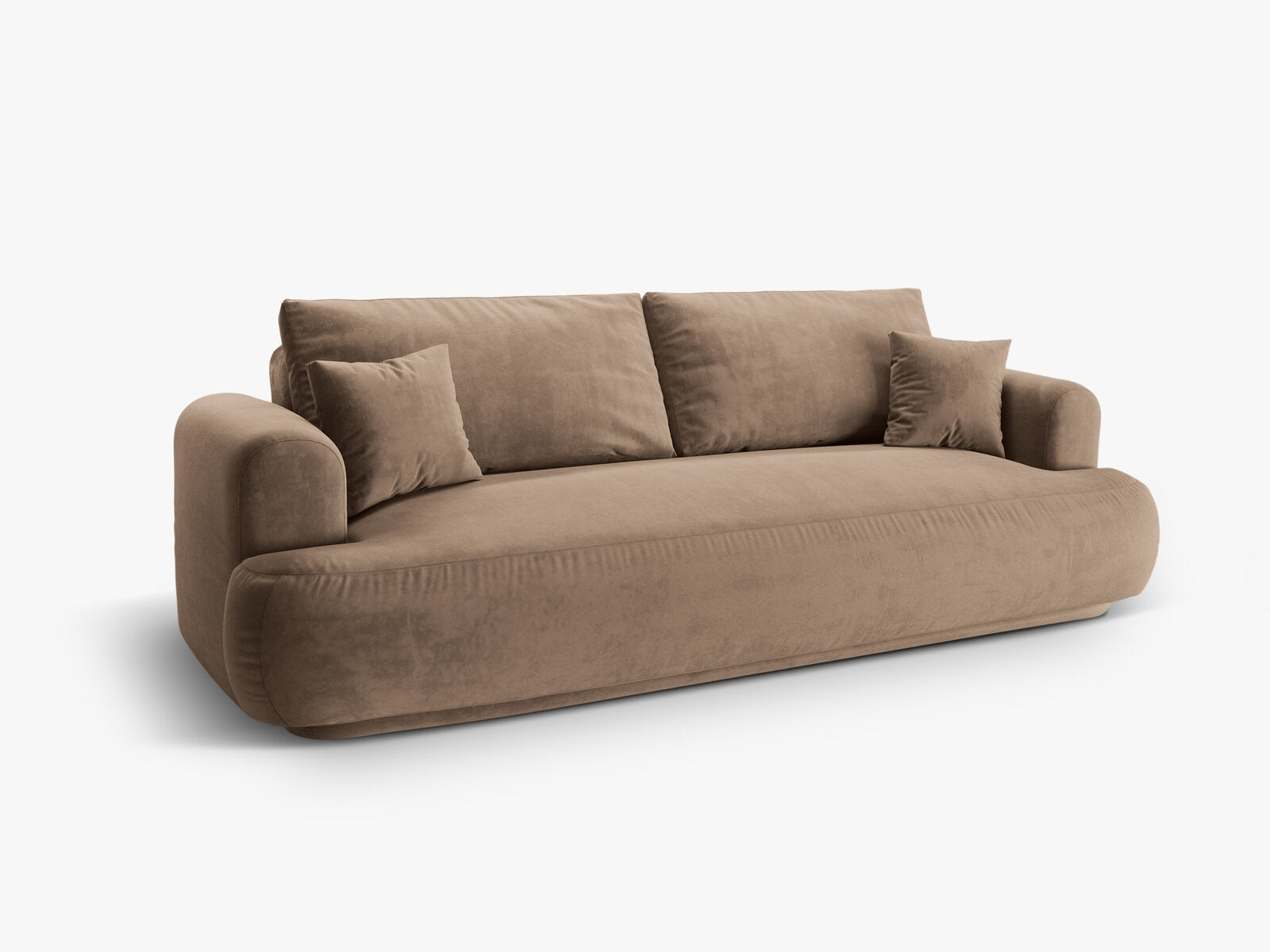 Micadoni Ella Schlafsofa 3-Sitzer mit Bettkasten Samt Vogue Dunkelbeige