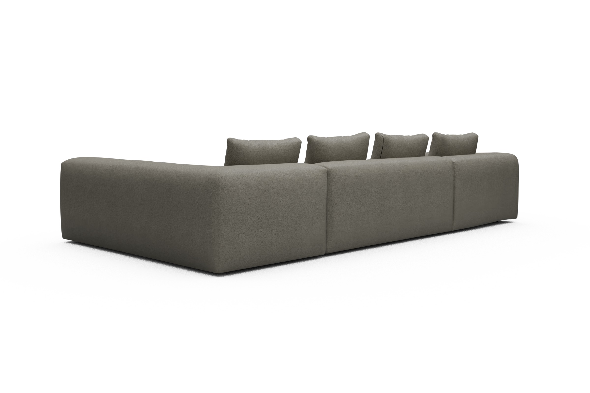 Wohnlandschaft Fred Chaiselongue links mit 2-Sitzer und lange Armlehne rechts Denari-Warm-Grey