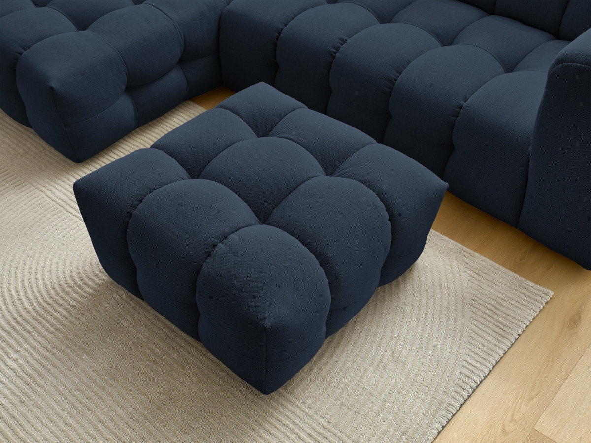 Bobochic Cloud Ecksofa mit Pouf 288 × 184 cm Stoff Dunkelblau Ecke links