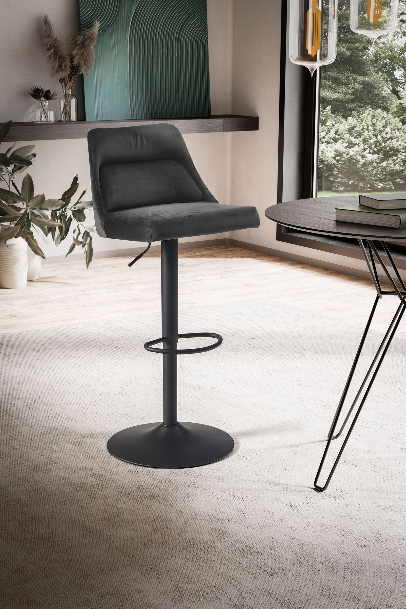 Barhocker Rypefjord Samt Grau Tiefe 51 cm