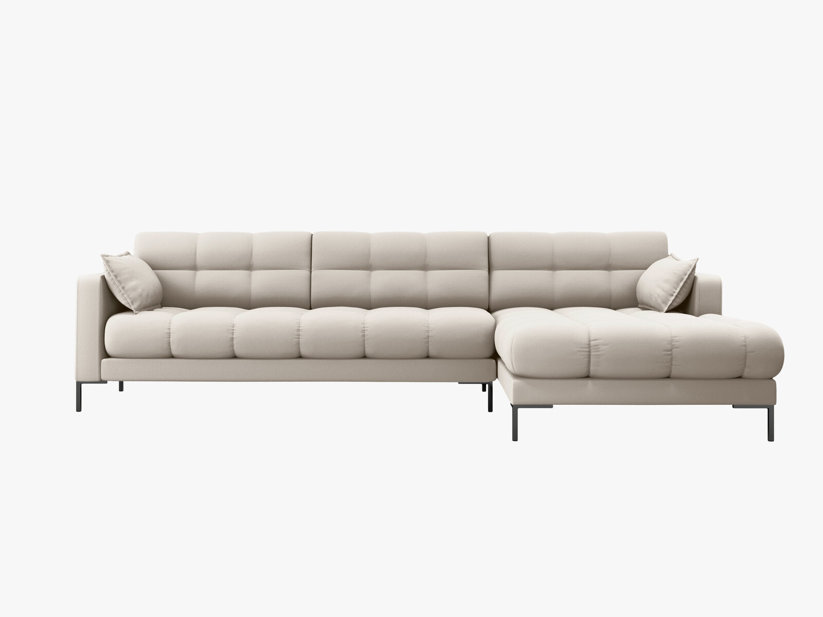Micadoni Ecksofa Mamaia 5-Sitzer Rechts Strukturierter Stoff Neve Beige schwarze Beine