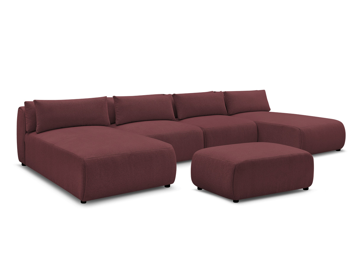 Bobochic Jana Wohnlandschaft mit kleinem Pouf Melange-Stoff Rot