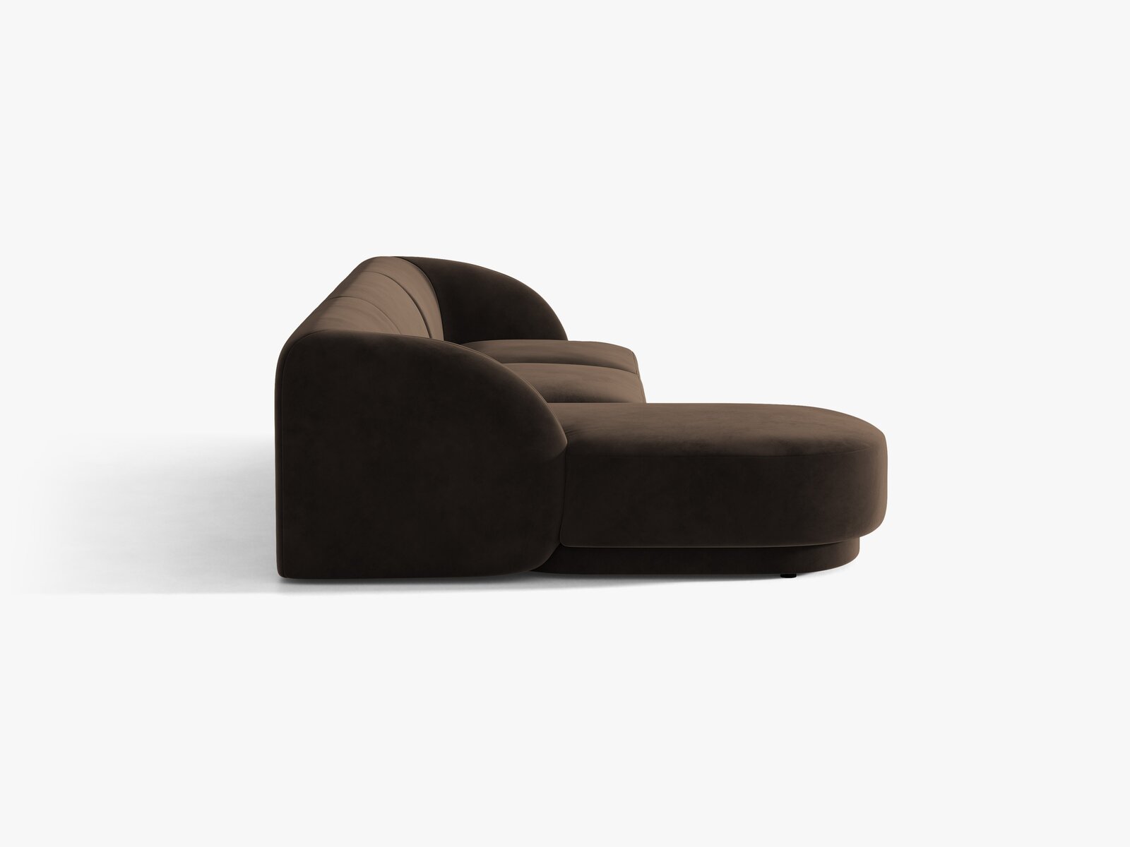 Micadoni Ecksofa Miley 4-Sitzer Samt Bluvel Dunkelbraun Links