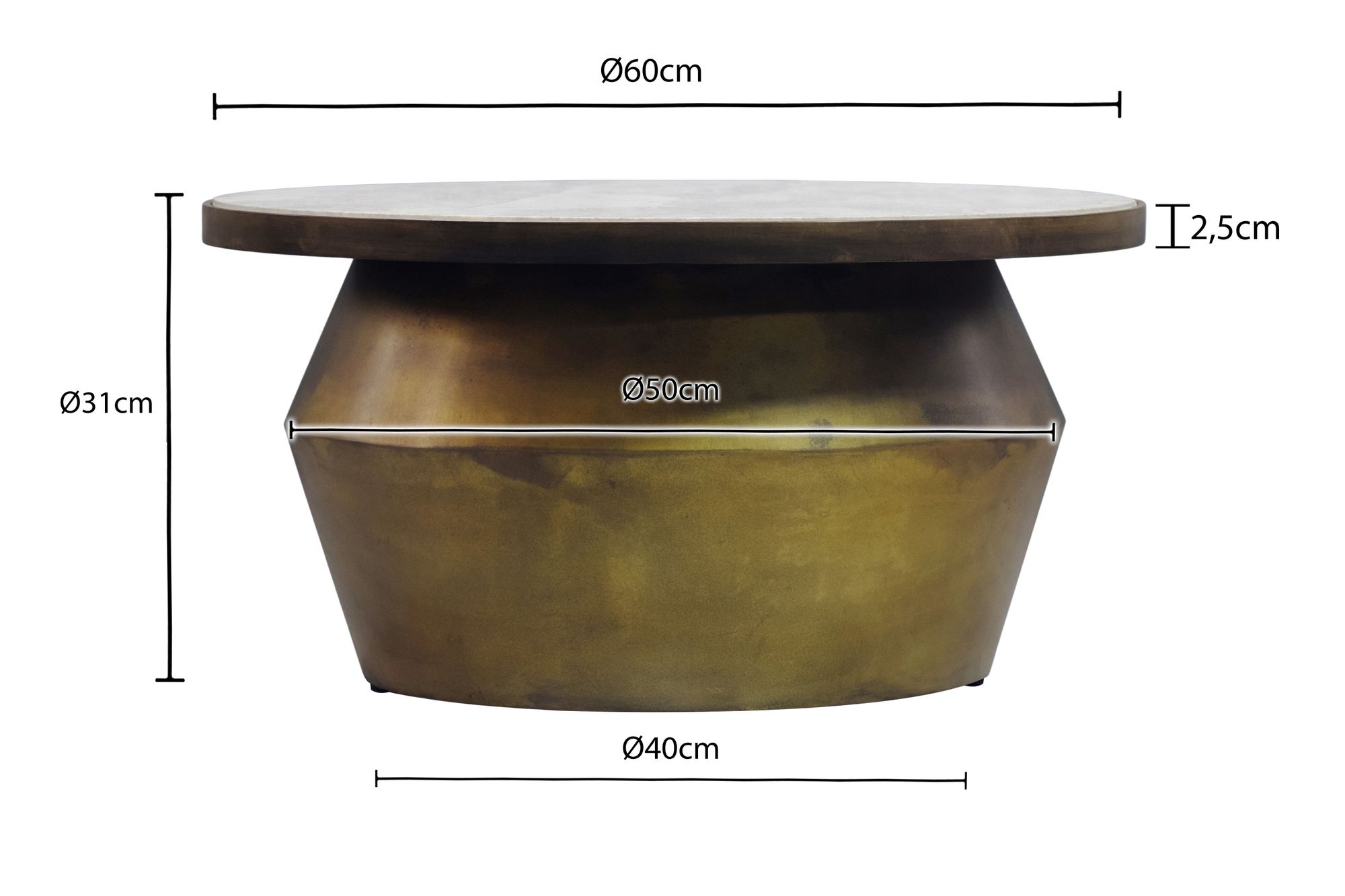 Couchtisch Sistranda Marmor Weiß Höhe 31 cm