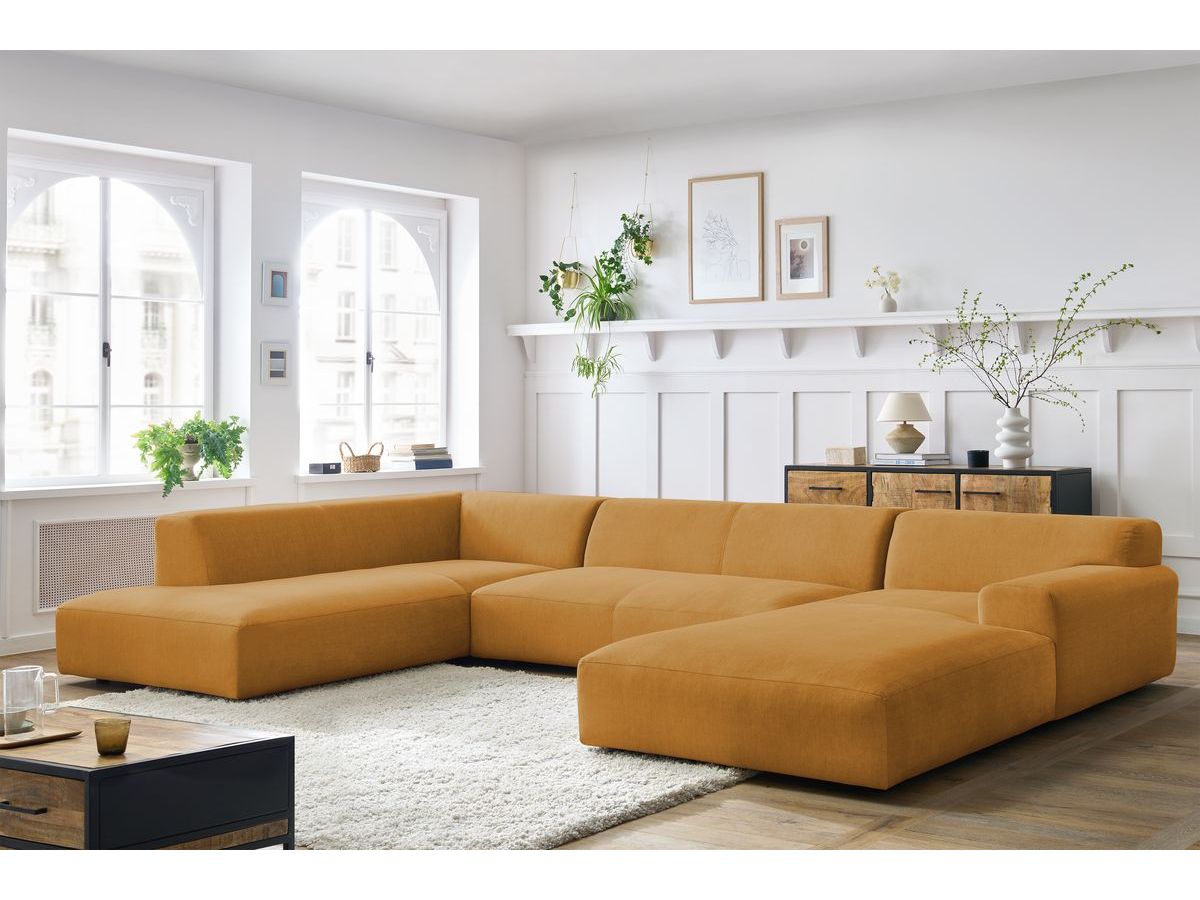 Bobochic Lavena Wohnlandschaft 399 × 220 cm Samt Gelb Ecke rechts