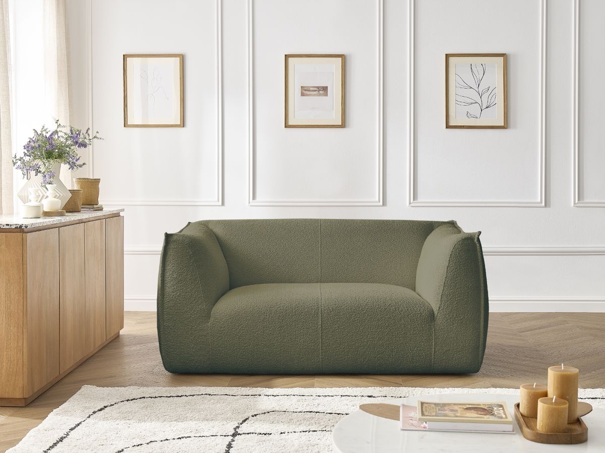 Bobochic Giorgia Sofa 2-Sitzer Bouclé-Stoff Grün