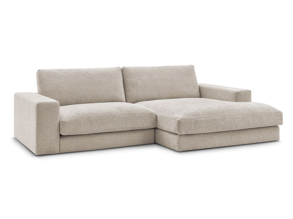 Bobochic Leonard Ecksofa 234 × 159 cm Strukturstoff Beige Ecke rechts