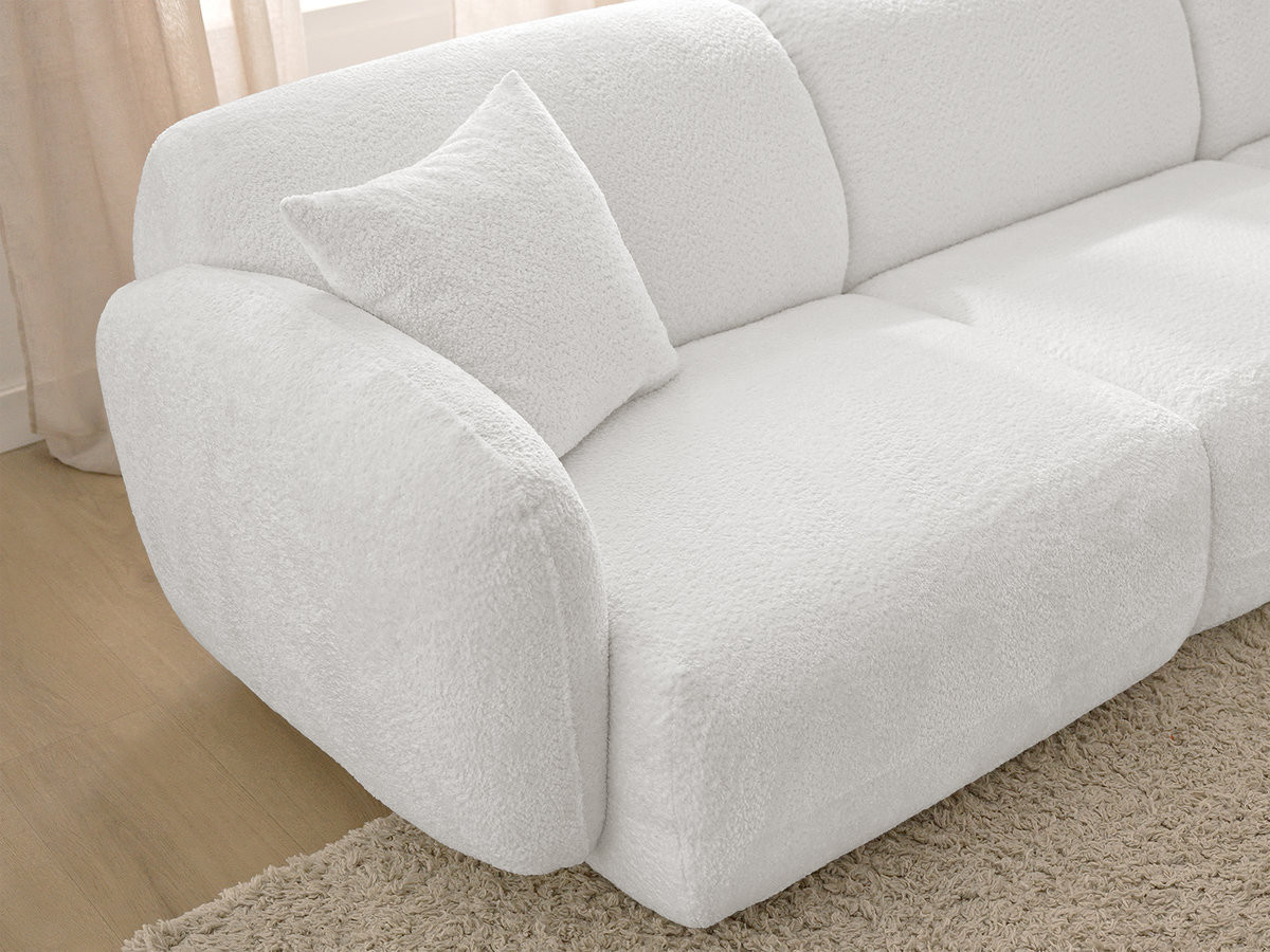 Bobochic Anda Wohnlandschaft mit Pouf 373 × 289 cm Chenille Weiß Ecke links
