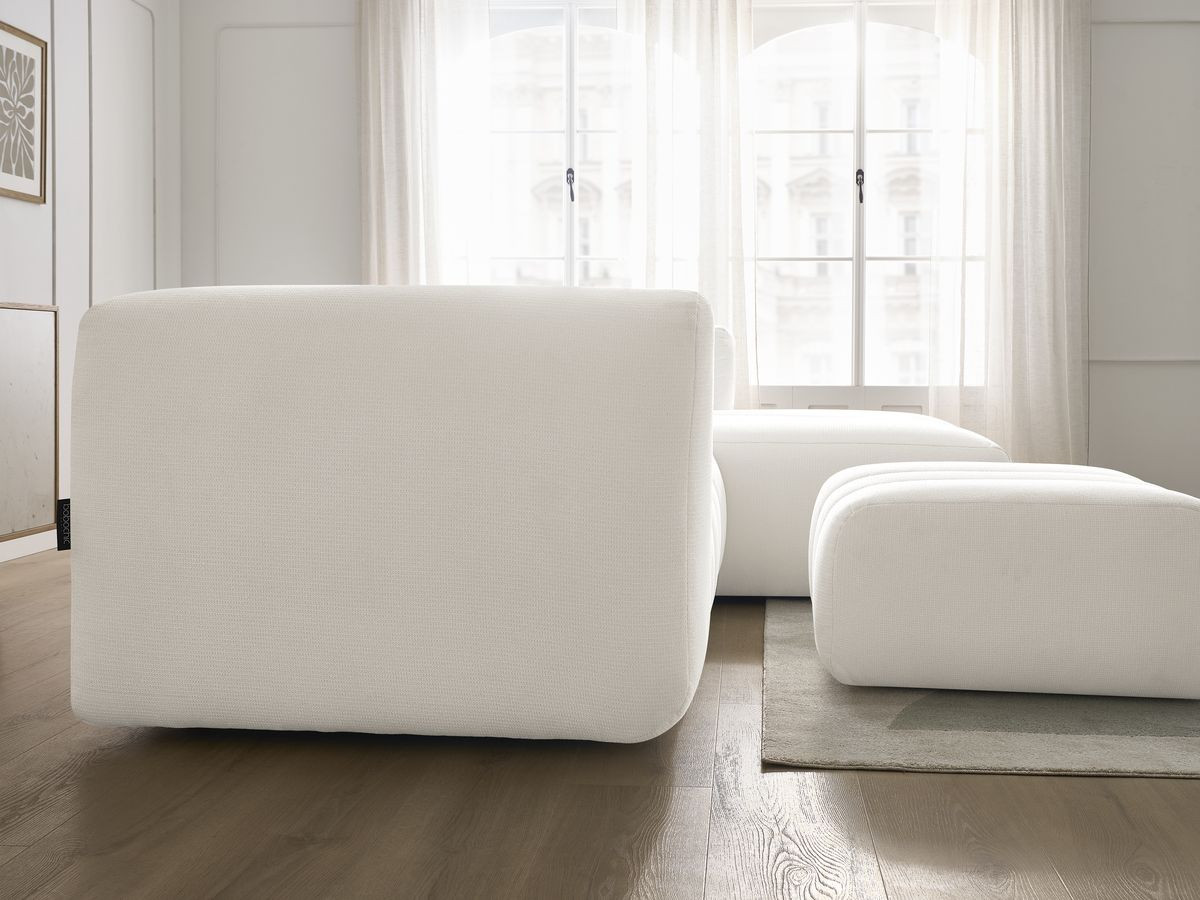 Bobochic Talia Ecksofa mit Pouf Melange-Stoff Weiß Ecke rechts