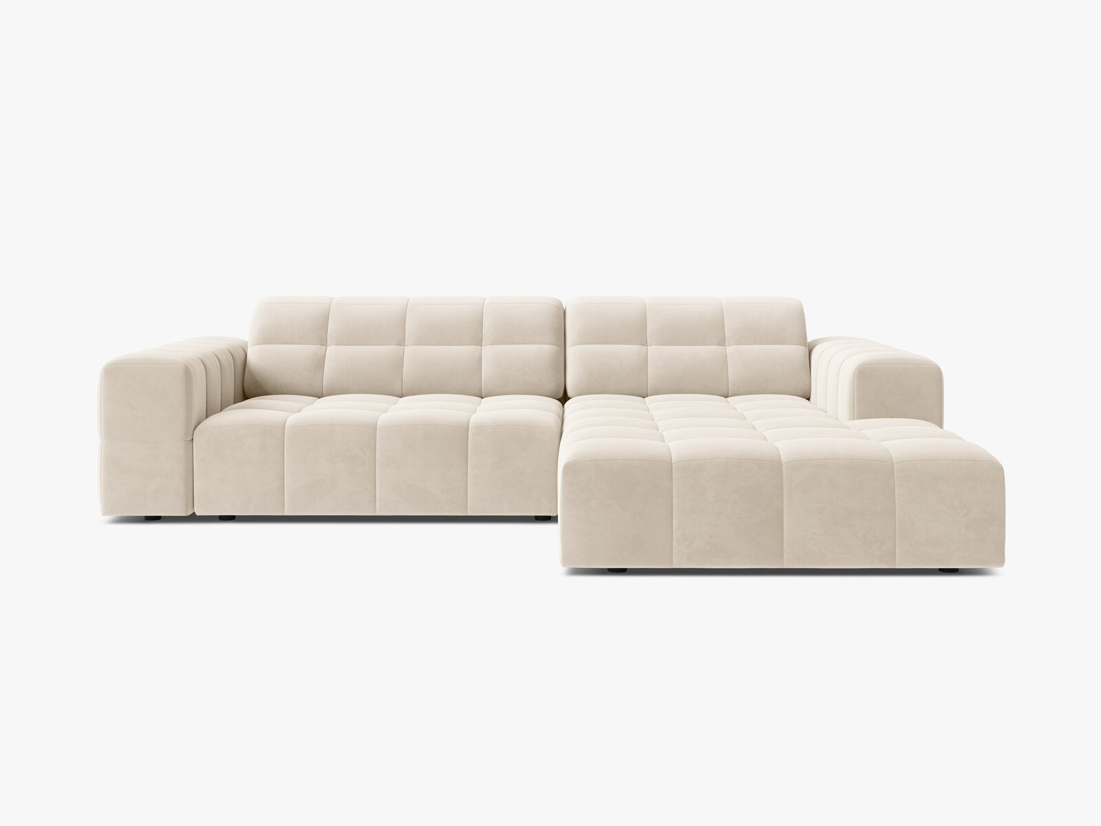 Micadoni Jennifer Ecksofa 4-Sitzer Rechts Samt Bluvel Helles Beige