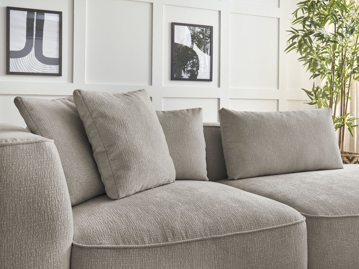 Bobochic Leopold Sofa 4-Sitzer mit Pouf Strukturstoff Taupe Armlehne links