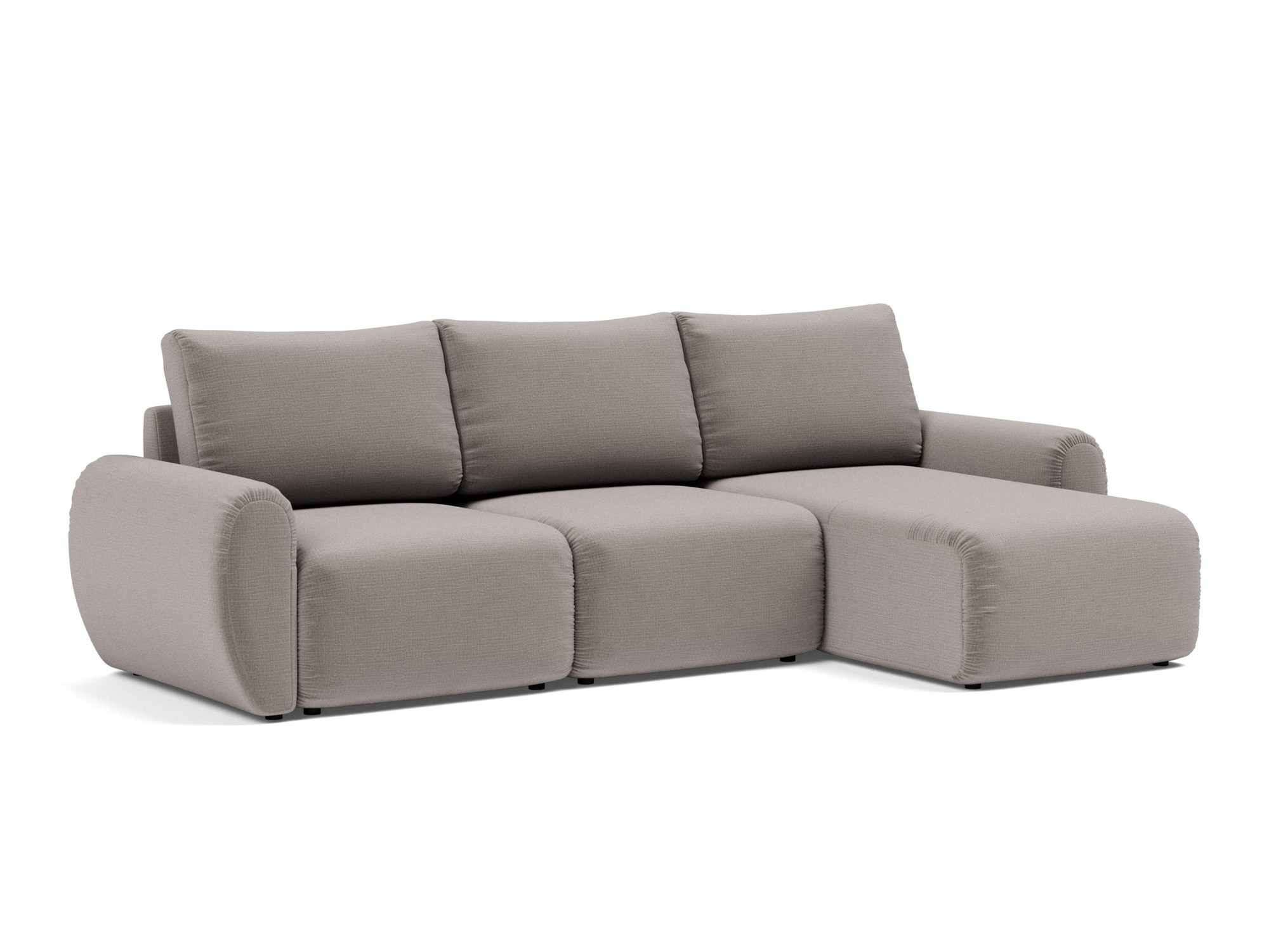 Schlafsofa Norum mit Chaiselongue und Curve-Armlehnen Chenille Esina 418-Truffle