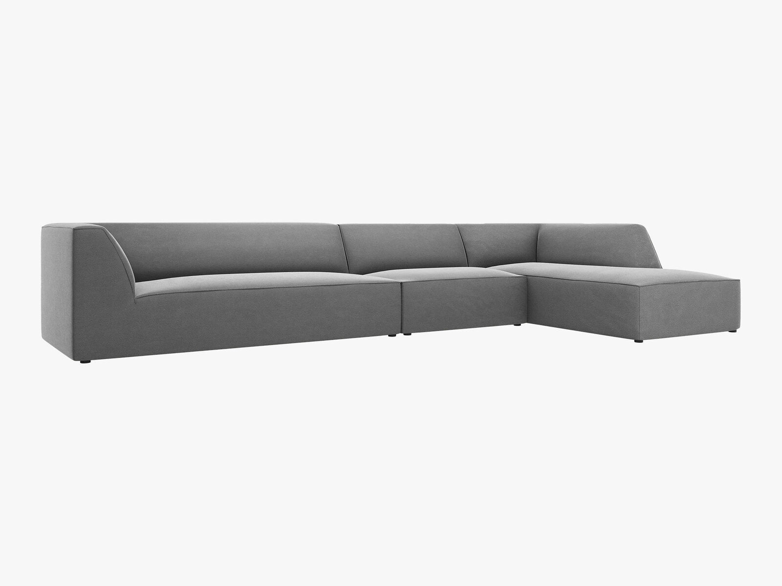 Micadoni Ecksofa Ruby 5-Sitzer Rechts Samt Salvador Grau