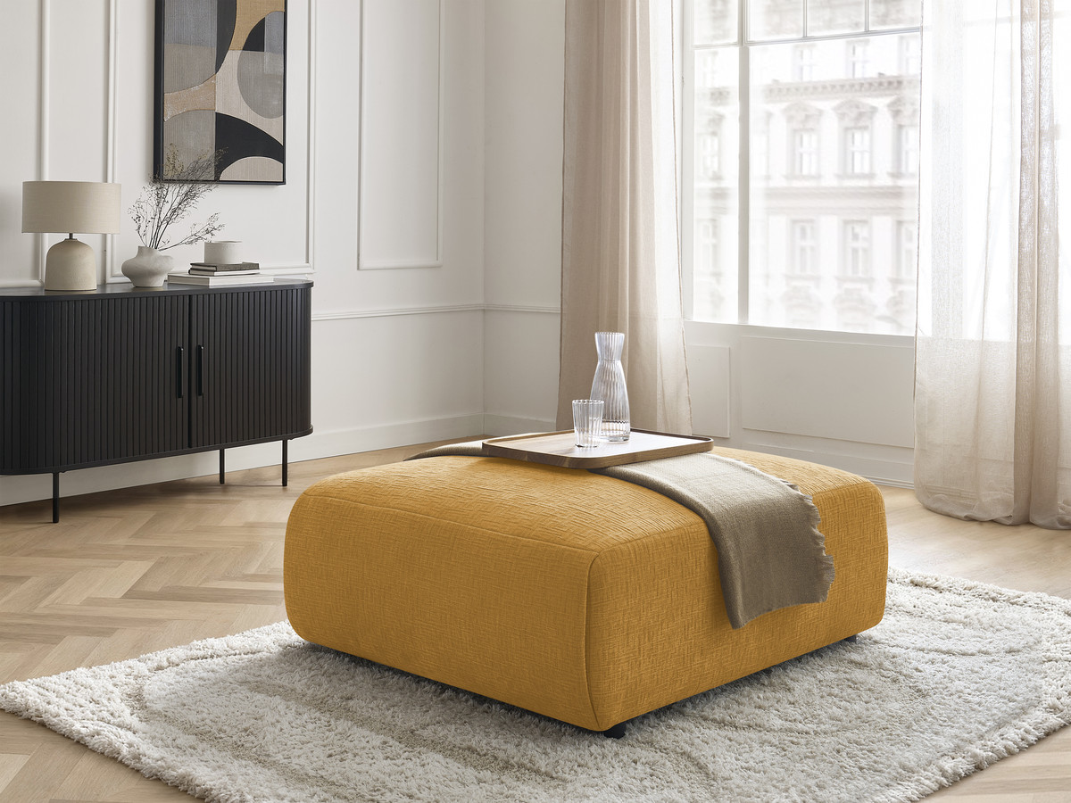Bobochic Jana Pouf 94 × 114 cm Strukturstoff Gelb