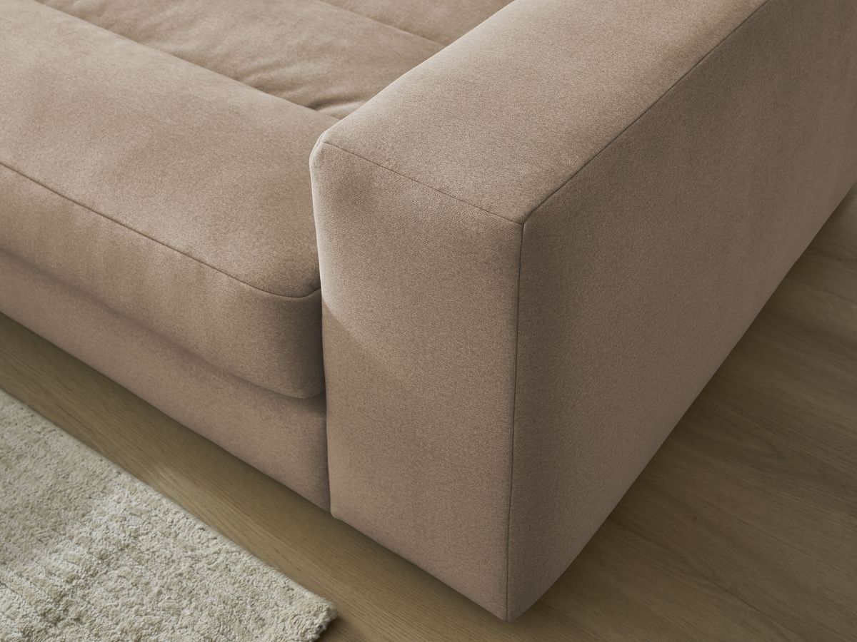 Bobochic Sierra Ecksofa mit Pouf Samt Taupe Ecke links