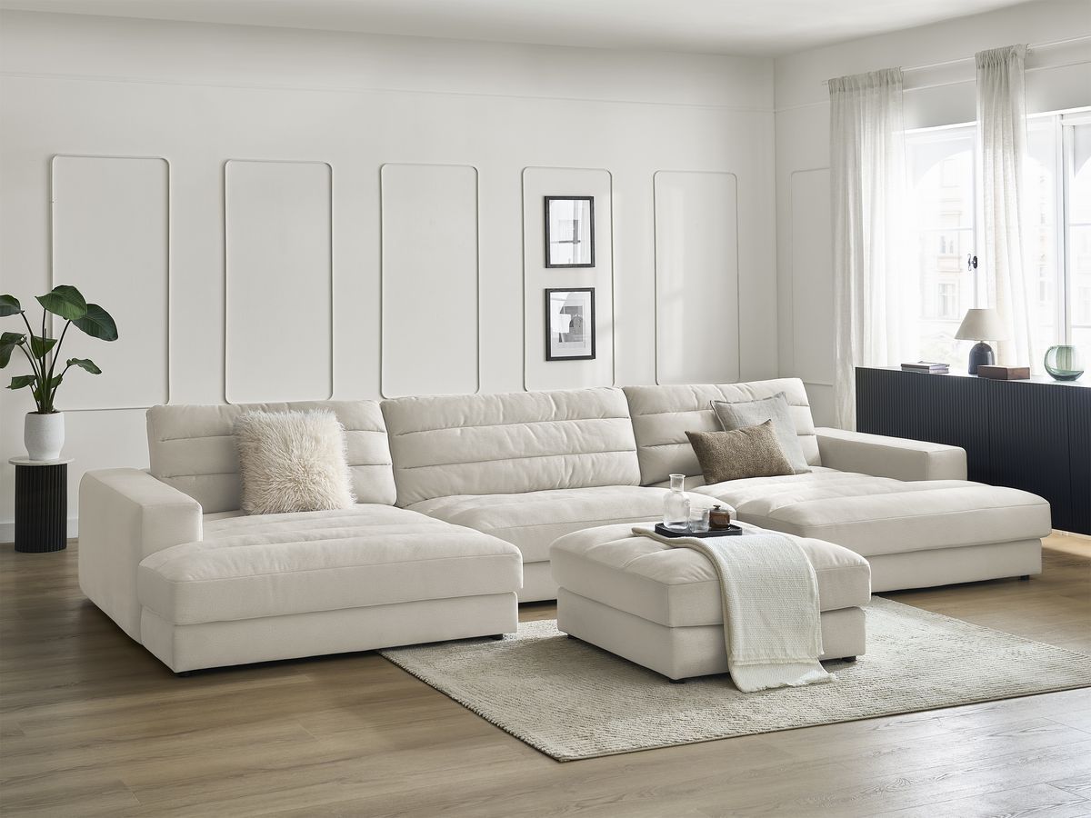 Bobochic Sierra Wohnlandschaft mit Pouf Samt Beige